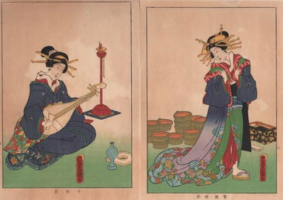 Utagawa Toyokuni : Japanese Woodblock Print of Famous Women