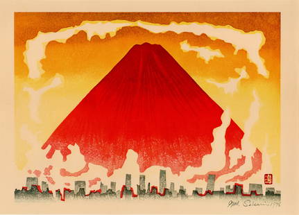 Red Mt. Fuji Dyed in Morning Glow : Sekino Junichiro: Artist: Sekino Junichiro Title: "Red Mt. Fuji Dyed in Morning Glow" Medium: Limited Edition Print. Date: 1976. Paper Type: Thick Glossy Paper. Size: (11.1/2x8in) Publisher: Tomoyasu Takahara. Editor: