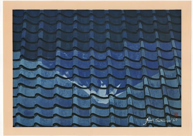 Inverted Image of Mt. Fuji on Moonlit Roof in Hara :  Sekino Junichiro