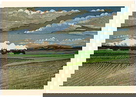 Sekino Junichiro : Sorachi Campagna in Hokkaido Offset Lithograph: Artist: Sekino Junichiro (1914–1988). Title: Sorachi Campagna in Hokkaido. Date: 1978. Medium: Offset Lithograph Print. Size: (11.1/2x8in). Paper Type: Kanzaki. Publisher: Mainichi Shimbunsha. Edito