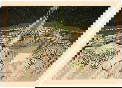 Sekino Junichiro : Hakodate Hill in Hokkaido Offset Lithograph