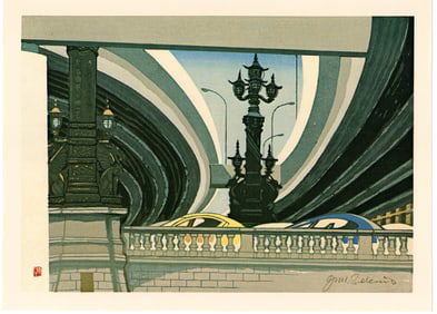 Sekino Junichiro : Nihinbashi in Offset Tokyo Lithograph