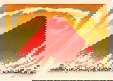 Sekino Junichiro : Mt. Fuji Dyed in Morning Glow Offset Lithograph