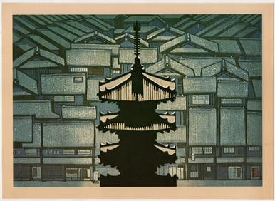 Sekino Junichiro : Moonlit Night at Kiyomizu in Kyoto Offset Lithograph