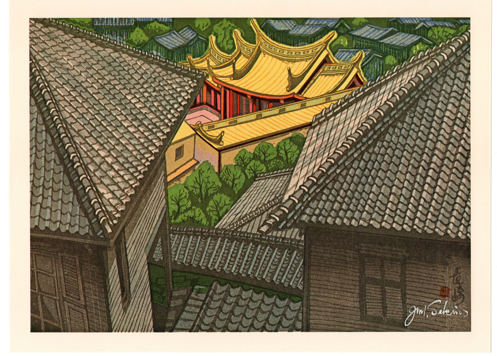 Sekino Junichiro : Confucian Temple in Nagasaki Offset Lithograph (1 of 2)