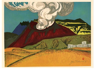 Sekino Junichiro : Mt. Aso in Kumamoto Offset Lithograph