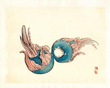 Kono Bairei : Blue-Skinned Onions Woodblock