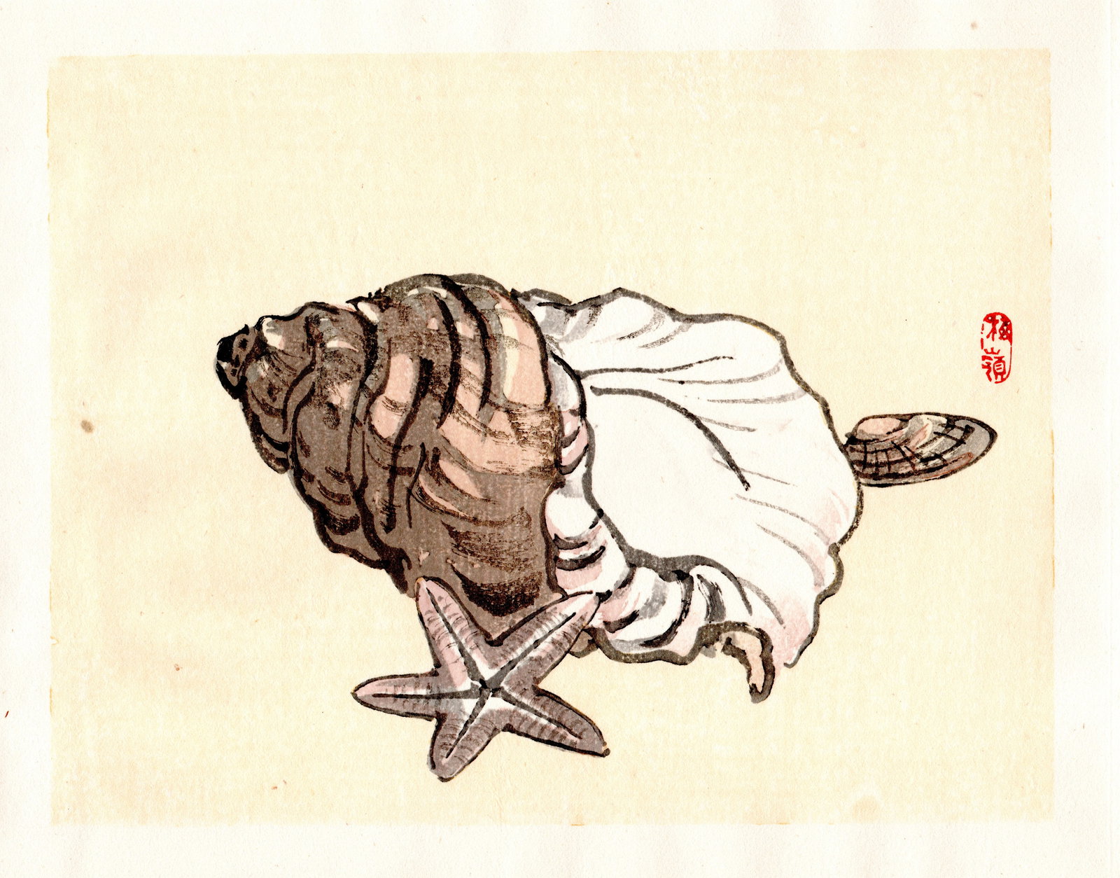 Kono Bairei :  Tidepool Still Life Woodblock (1 of 1)