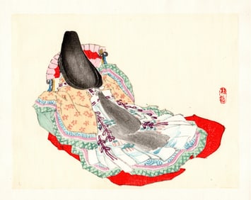 Kono Bairei : Heian Noblewoman in Layers Woodblock