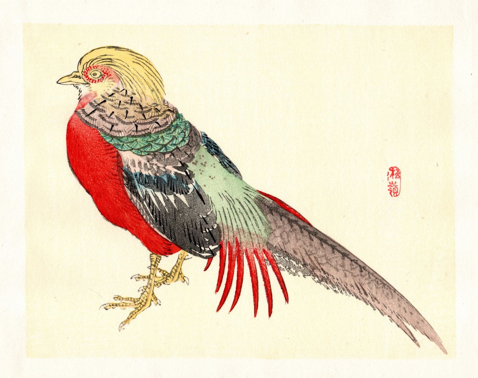 Kono Bairei : Golden Pheasant Woodblock (1 of 1)