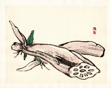 Kono Bairei : Sliced Lotus Root Woodblock