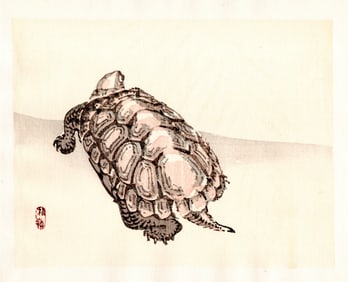 Kono Bairei : Turtle in Motion Woodblock
