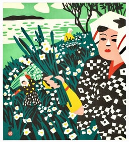 Hide Kawanishi : View 100 Awaji Suisenkyo Offset Lithograph