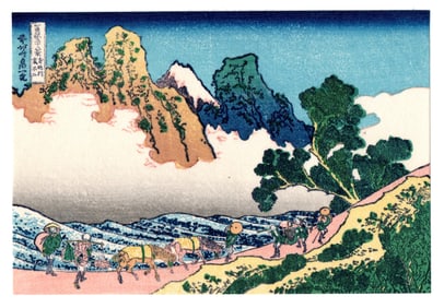 Katsushika Hokusai : Back of Fuji From Minobu River Woodblock