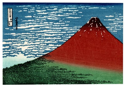 Katsushika Hokusai : Red Fuji Woodblock