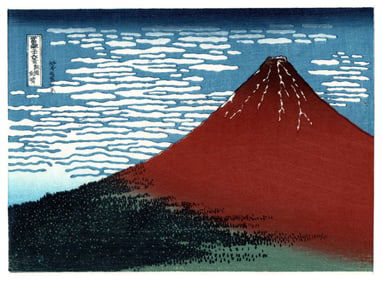 Katsushika Hokusai : Red Fuji Woodblock