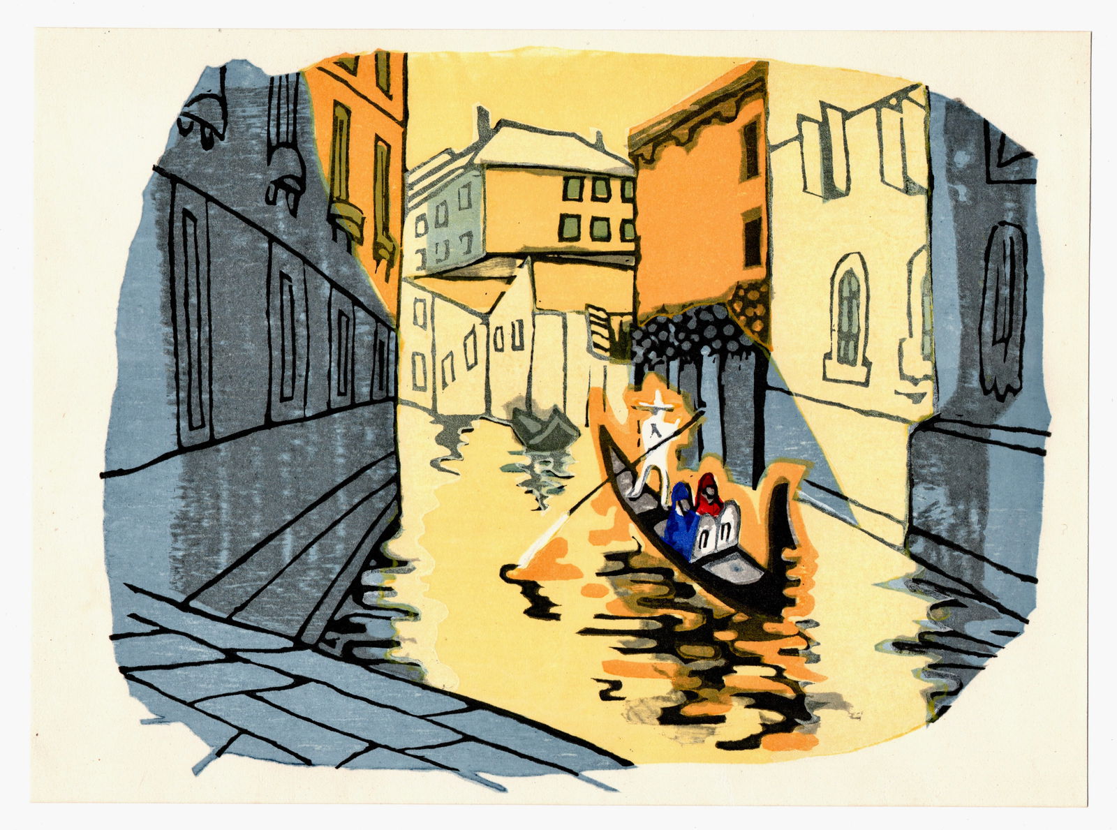 Sekino Junichiro : Italy Woodblock: Artist: Sekino Junichiro (1914–1988). Title: "Italy" Date: 1962. Medium: Woodblock Print. Size: (10x7.1/4in). Paper Type: Washi. Publisher: Self Published. Place of Origin: Japan. Limited Edition of