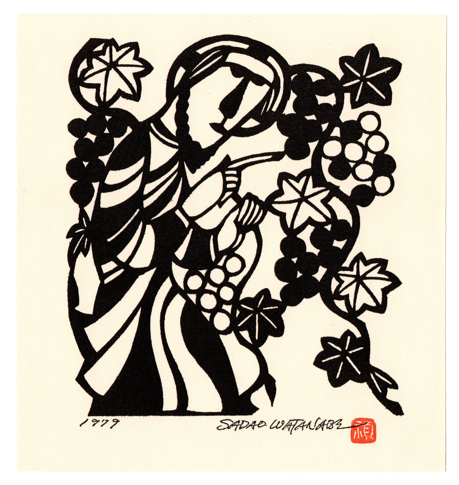 Sadao Watanabe :  Christ and Vine Offset Lithograph (1 of 3)