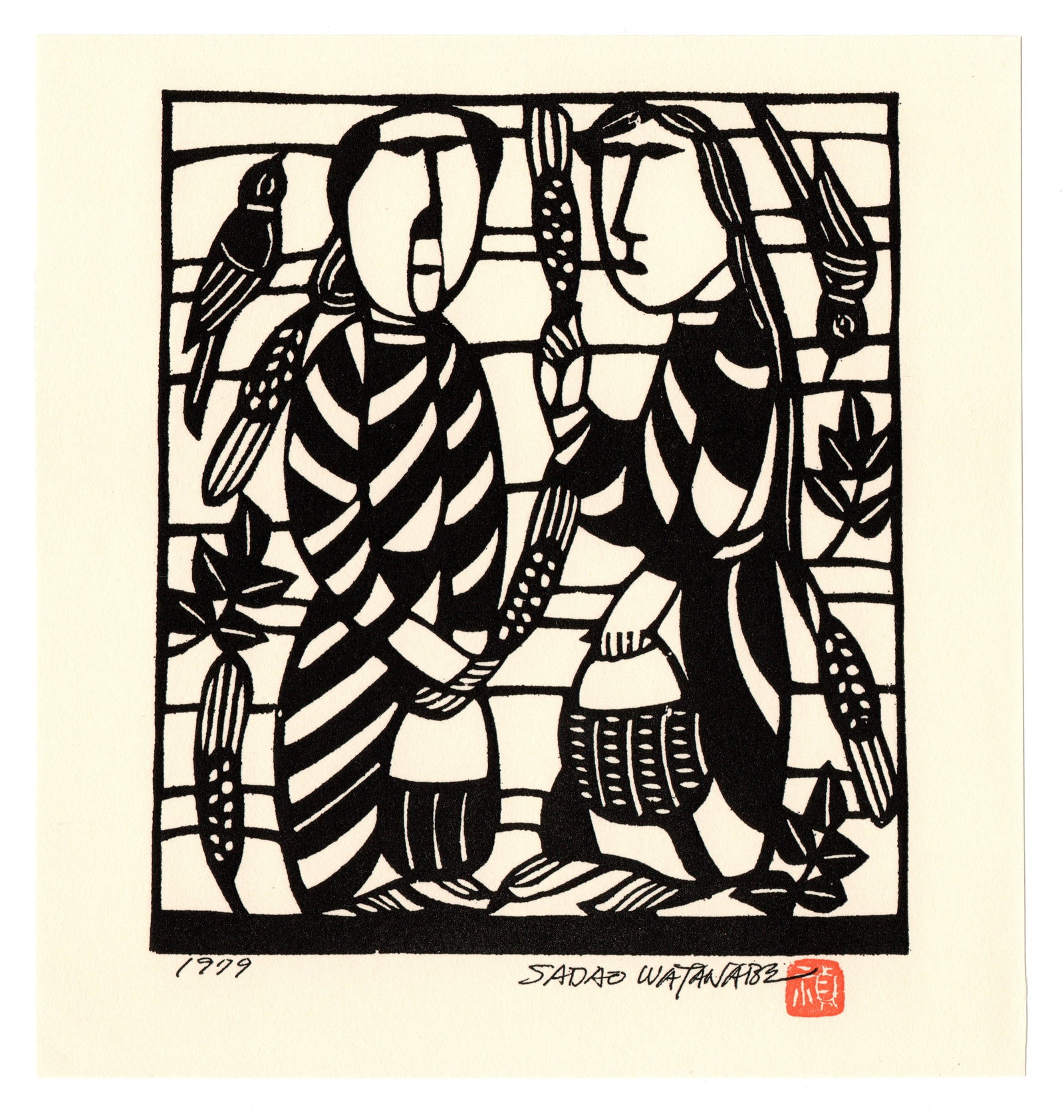 Sadao Watanabe :  Ruth and Naomi Offset Lithograph (1 of 3)