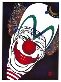 Masayuki Miyata : Clown with Green Brows and Red Smile Offset Lithograph