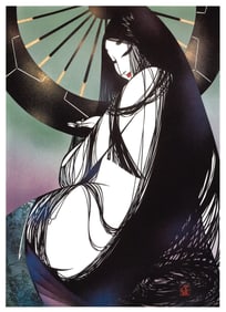 Masayuki Miyata : Woman Framed by Fanlight Offset Lithograph