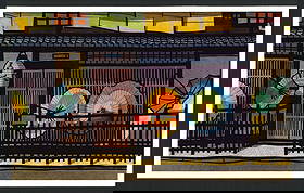 Clifton Karhu : Gion Offset Lithograph: Artist: Clifton Karhu (1927–2007) Title: "Gion" Size:(9x5.1/2in) Date: 1975. Medium: An Offset Lithographic high-quality reproduction of Clifton Karhu’s original woodblock design. Paper Type: Glos