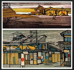 Clifton Karhu : Gifu Boats & Takayama Street Offset Lithograph