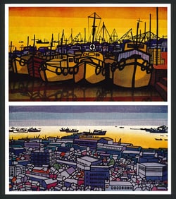Clifton Karhu : Kobe Harbor & Yokohama Offset Lithograph