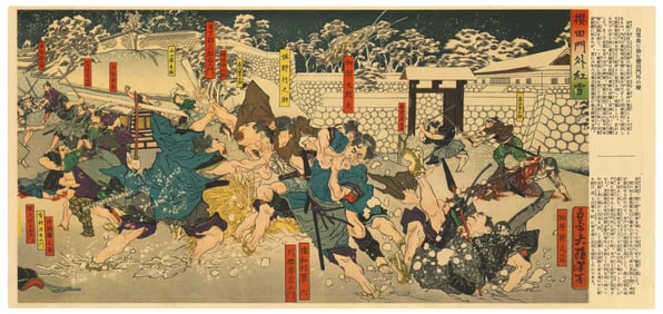 Yoshitoshi : Snow Like Falling Blossoms by the Water Offset Lithograph