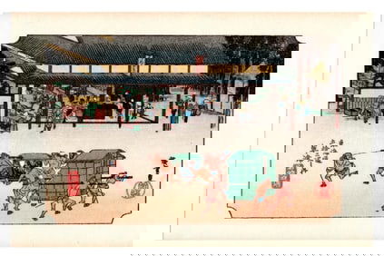 Ando Hiroshige : Kusatsu Woodblock