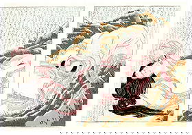 Katsushika Hokusai : Dream of the Fisherman's Wife Woodblock: After Artist Katsushika Hokusai (1760-1849). Title: "Dream of the Fisherman's Wife" Medium: Woodblock. Size: (11x8.5in). Place of origin: Japan. Paper Type: Traditional handmade washi. Format: Horizon