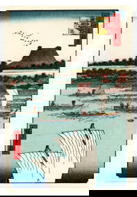 Ando Hiroshige : Teppozu-and-Tsukiji-Temple Woodblock