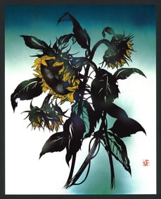 Masayuki Miyata : Sunflowers at Dusk Offset Lithograph