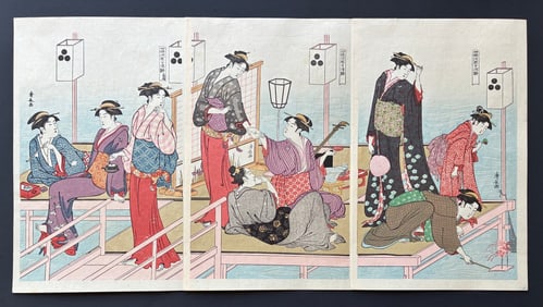 Kiyonaga Torii : Evening at Shijo Woodblock