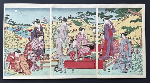 Katsukawa Shuncho : Mushi Kiki Woodblock