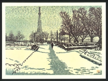Gyokusen Narita : Sapporo and Its Snow Offset Lithograph.