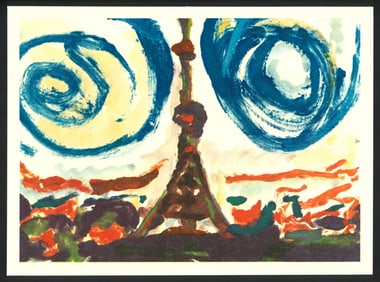 Iwao Akiyama : Tokyo Tower Offset Lithograph.