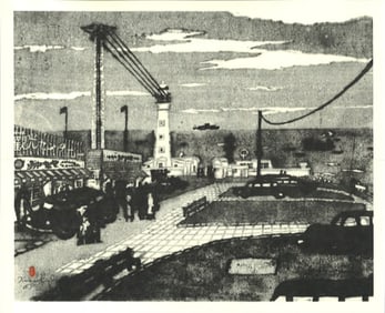 Kisaku Iwasawa : Inubo Point Offset Lithograph