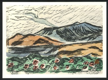 Masatoshi Mikami : Oshima Island of Izu Offset Lithograph