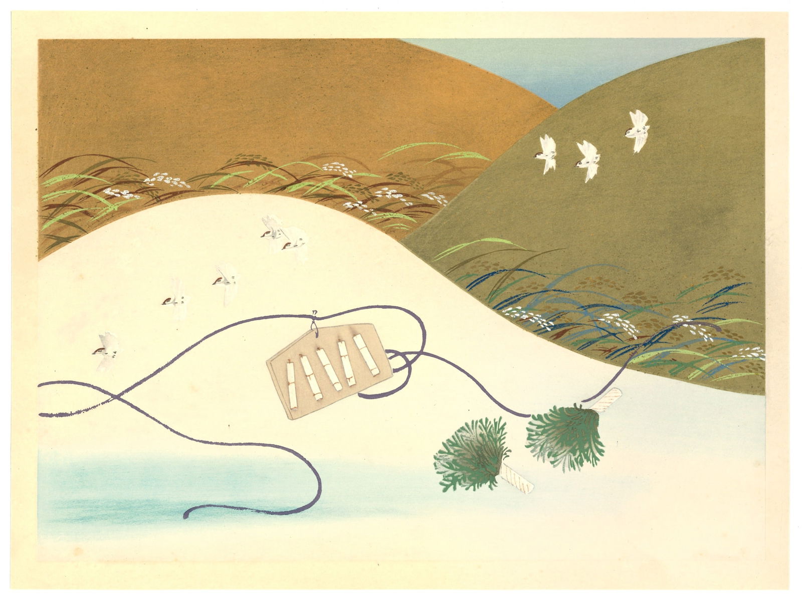 Ryoshu Yamaguchi : Seasons of Silence Woodblock: Artist: Yamaguchi Ryoshu (1886-1966). Title: “Seasons of Silence. Medium: Woodblock. Date: Showa era 1926-1989. Size: Publisher: Kyoto Hanga. Paper Type: Think Paper. Series: The Ryoshu Yamaguchi Po