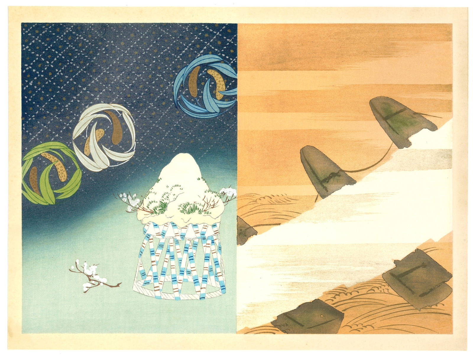 Ryoshu Yamaguchi : Seasons of Silence Woodblock: Artist: Yamaguchi Ryoshu (1886-1966). Title: “Seasons of Silence. Medium: Woodblock. Date: Showa era 1926-1989. Size: (13.1/2x10.1/2in). Publisher: Kyoto Hanga. Paper Type: Think Paper. Series: The