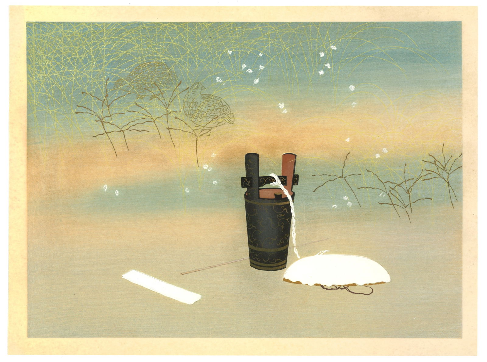 Ryoshu Yamaguchi : Seasons of Silence Woodblock: Artist: Yamaguchi Ryoshu (1886-1966). Title: “Seasons of Silence. Medium: Woodblock. Date: Showa era 1926-1989. Size: (13.1/2x10.1/2in). Publisher: Kyoto Hanga. Paper Type: Think Paper. Series: The