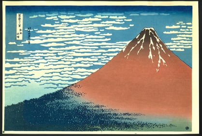 Katsushika Hokusai : Red Fuji Woodblock