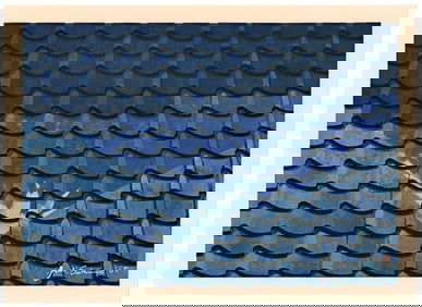 Sekino Junichiro : Inverted Image of Mt. Fuji on Moonlit Roof Offset Lithograph