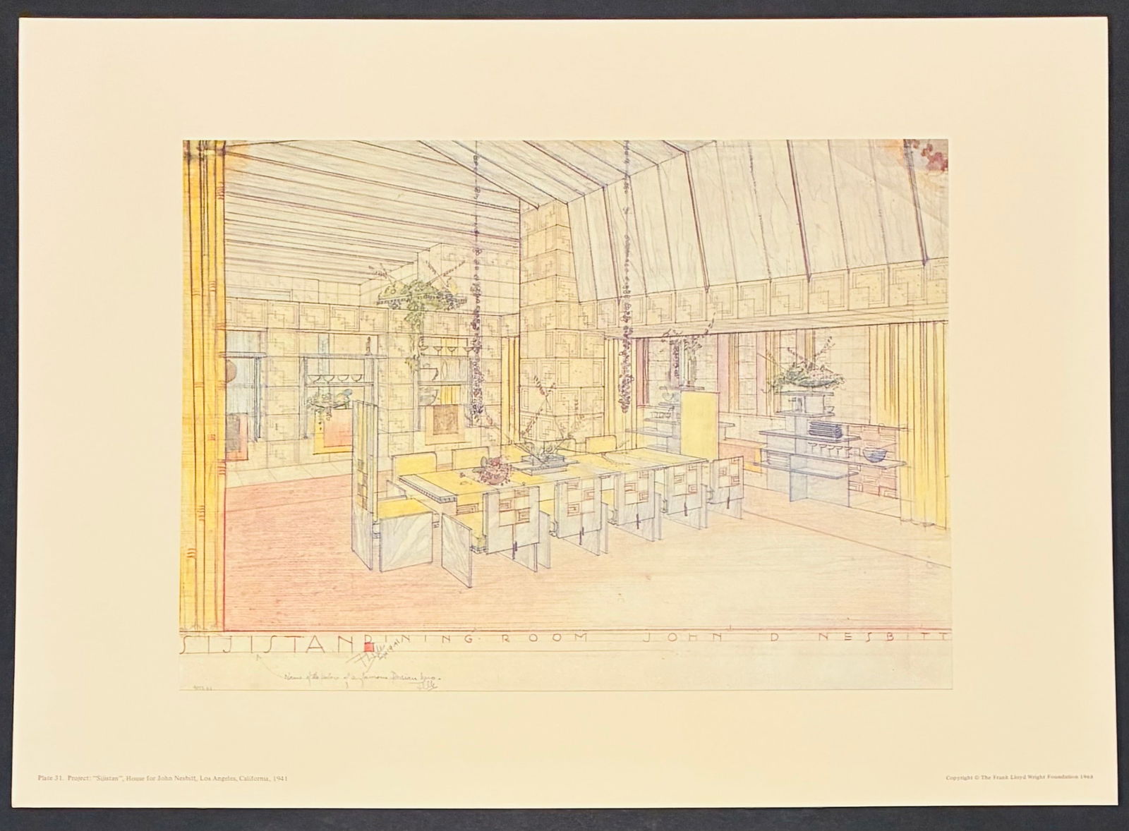 Frank Lloyd Wright : Sijistan, House for John Nesbitt, Los Angeles, California, 1941. (1 of 5)