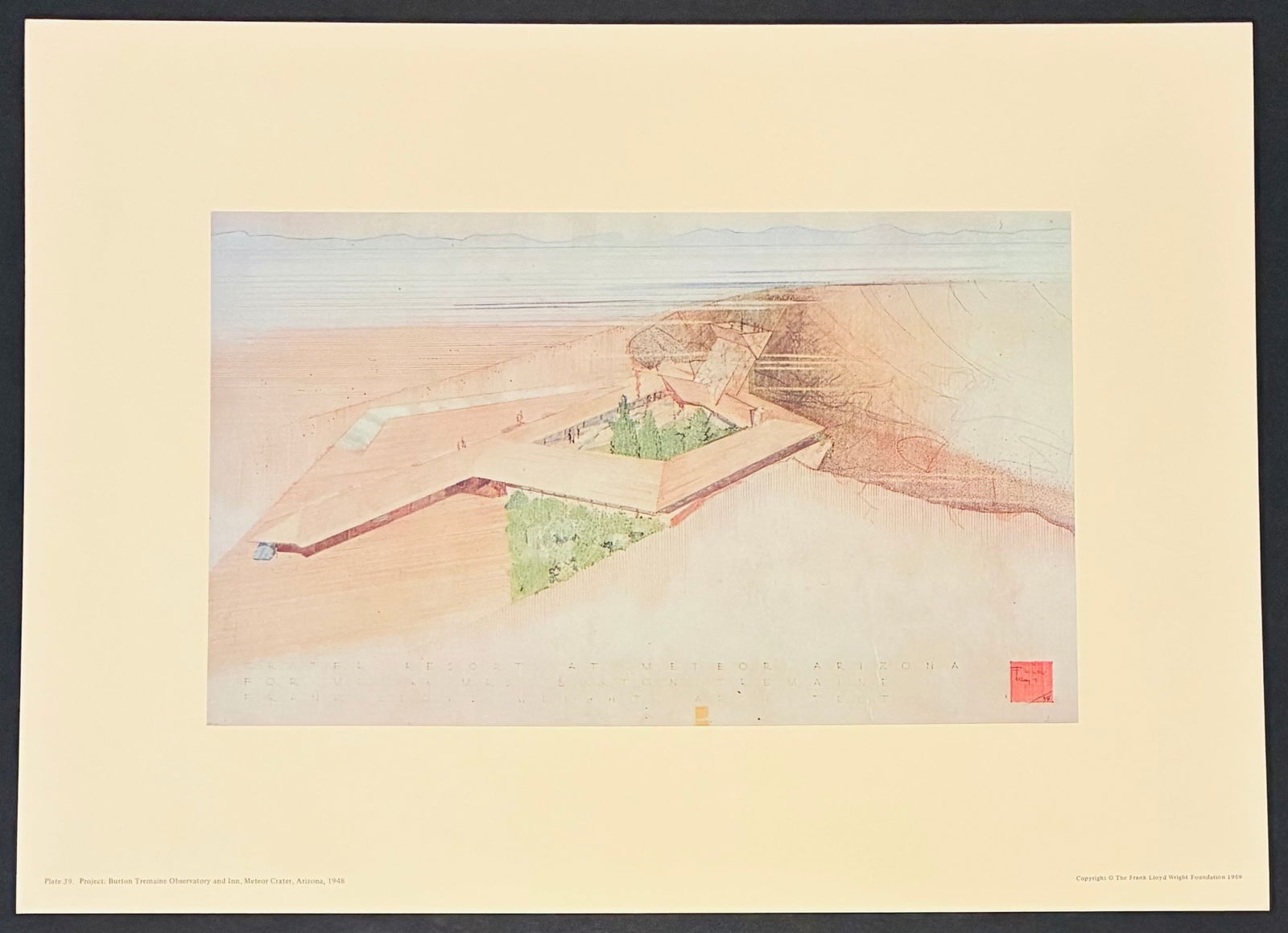 Frank Lloyd Wright : Burton Tremaine Observatory and Inn, Meteor Crater, Arizona, 1948. (1 of 5)
