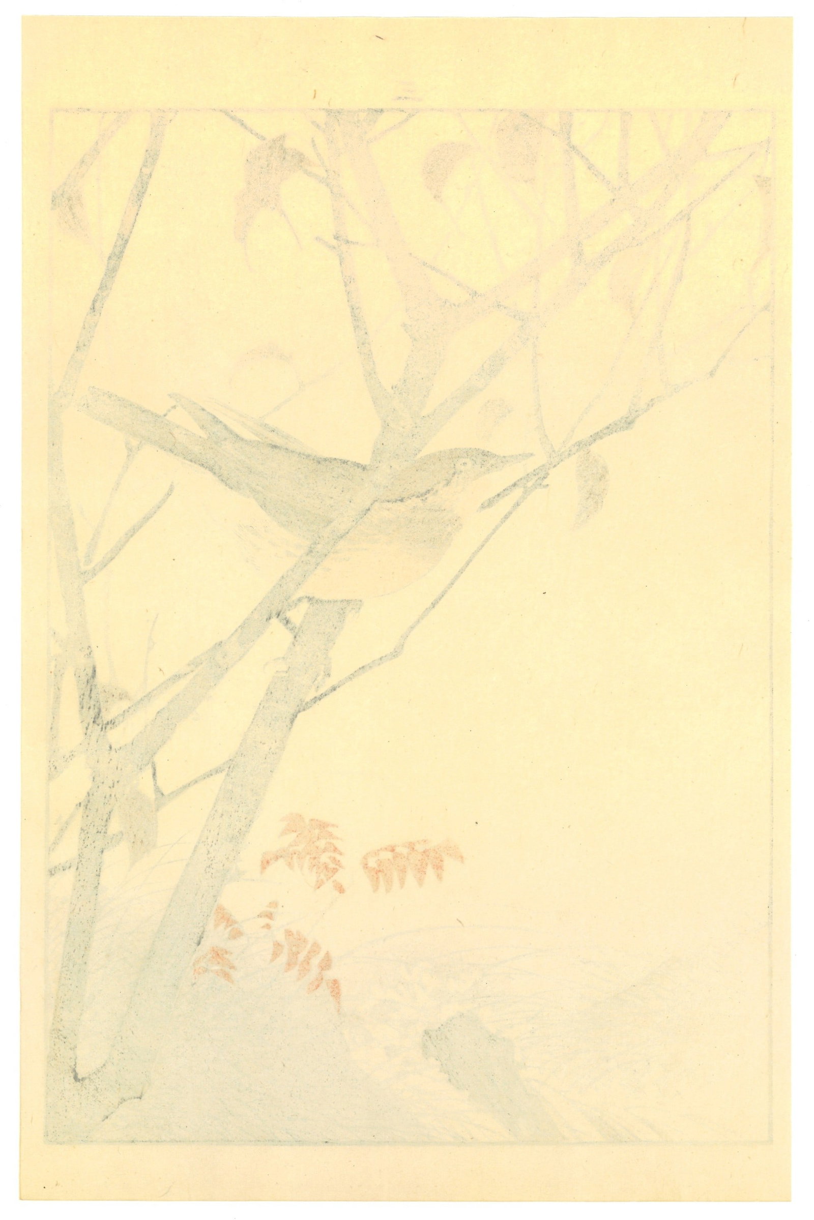 Winter Perch Meiji Woodblock by Imao Keinen - 2