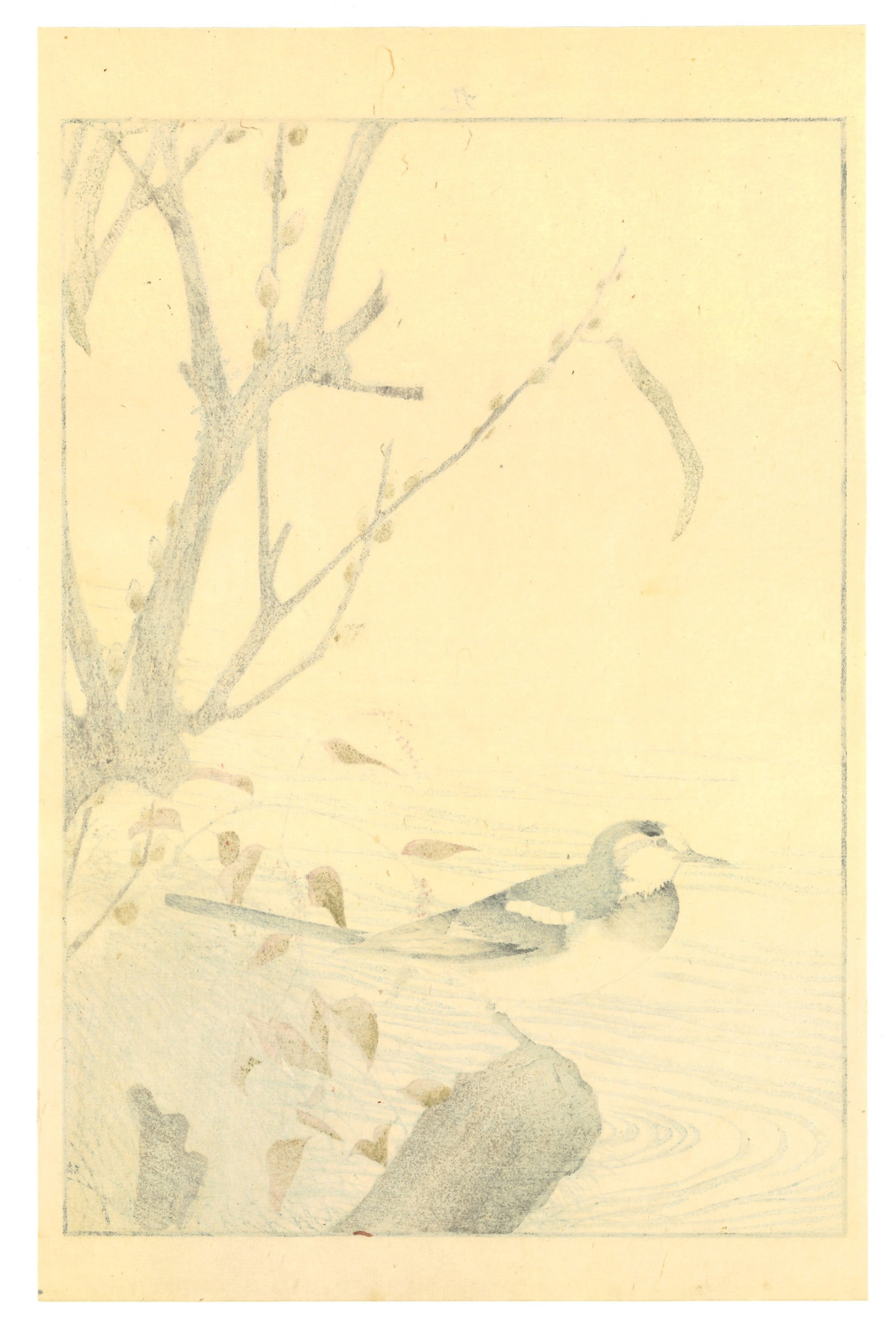 Meiji Woodblock by Keinen Imao : Stillness at the Water's Edge - 2