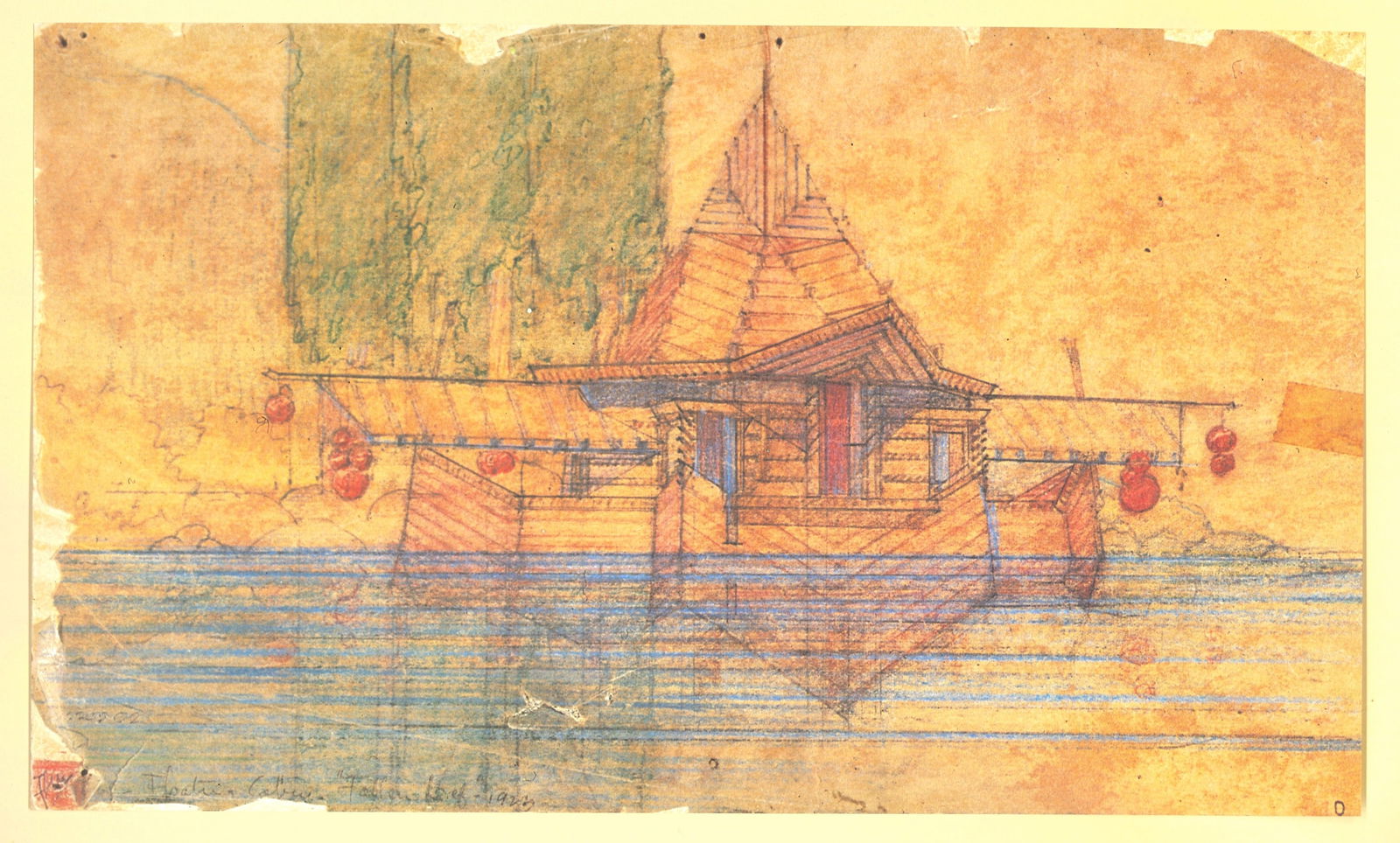 Project: Floating Cabin, Tahoe Summer Resort, Lithograph Print by Frank Lloyd Wright (1 of 1)