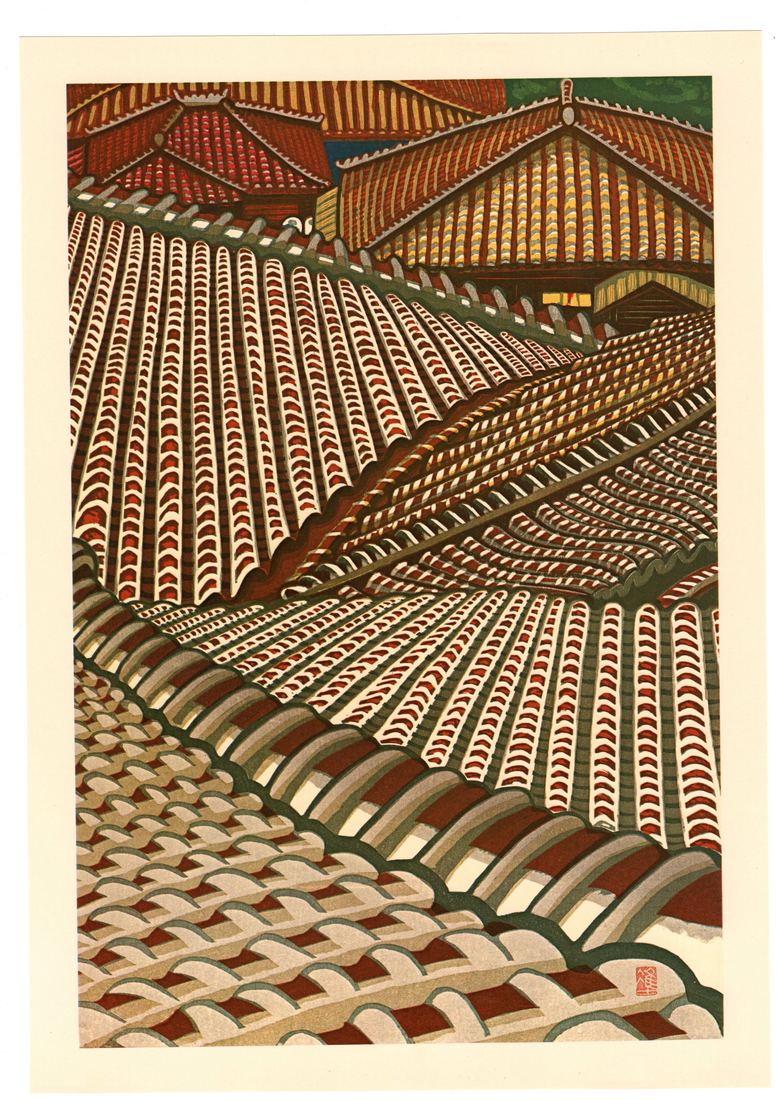 Fantasia of Rooftiles at Ryukyu Offset Lithograph Print by Sekino Junichiro (1 of 2)